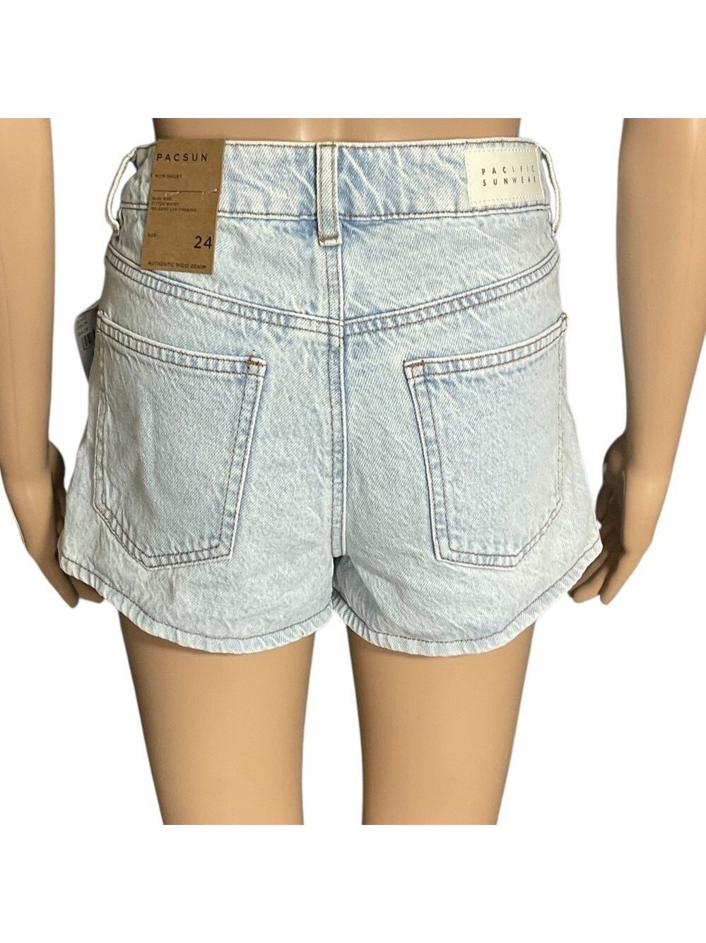 PacSun Mom Short Size 24 Shorts High Rise Light Wash Denim NWT Pacific Sunwear - Picture 5 of 15